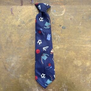 Michael James Boy's Clip On Tie Navy Sports‎ Pre-tied Soccer Basketball Church